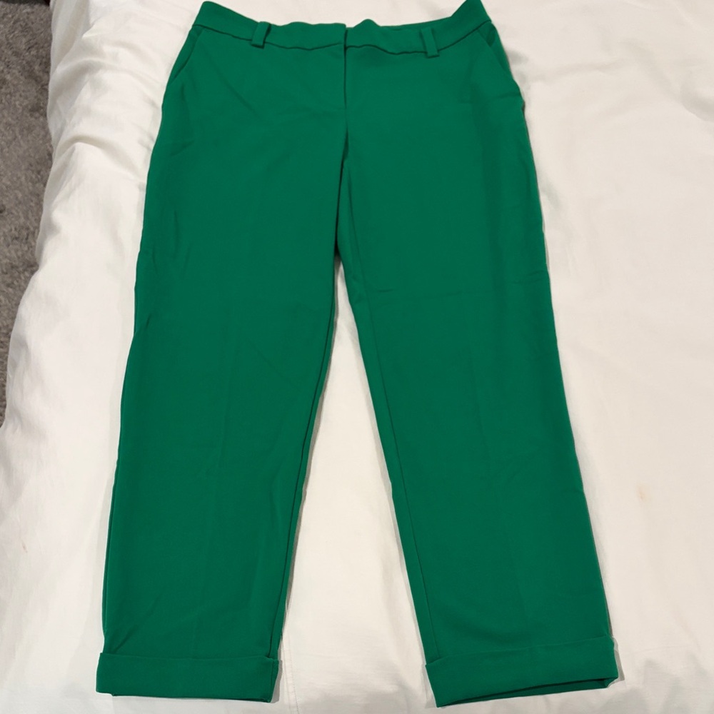 LOFT Kelly Green Cropped Dress Pants
